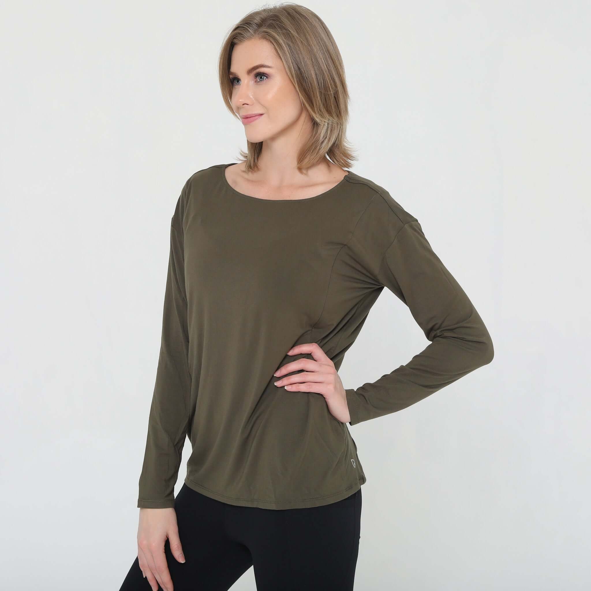 Hazel Open Back Long Sleeve Nursing Top (Cactus) | Milk & Baby