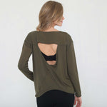 Hazel Open Back Long Sleeve Nursing Top (Cactus) | Milk & Baby