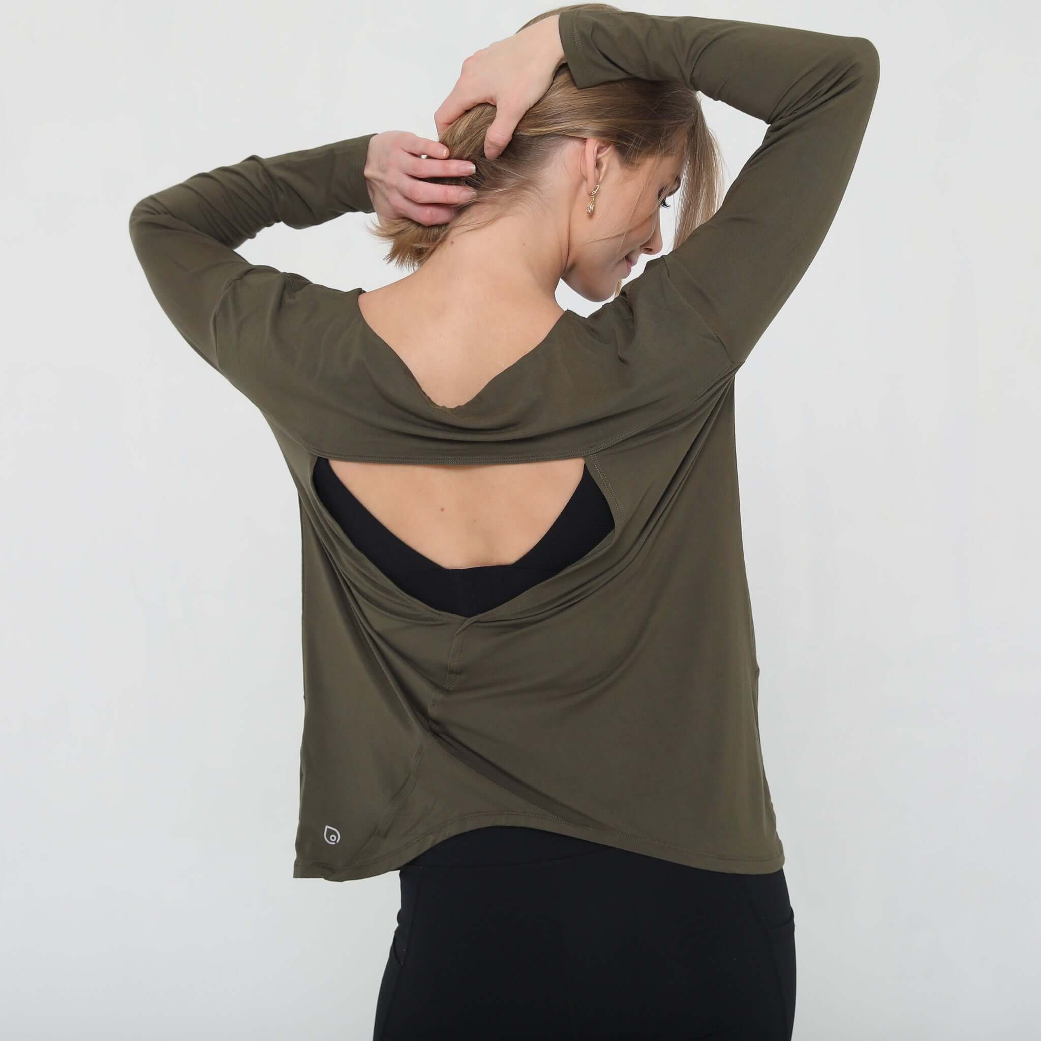 Hazel Open Back Long Sleeve Nursing Top (Cactus) | Milk & Baby