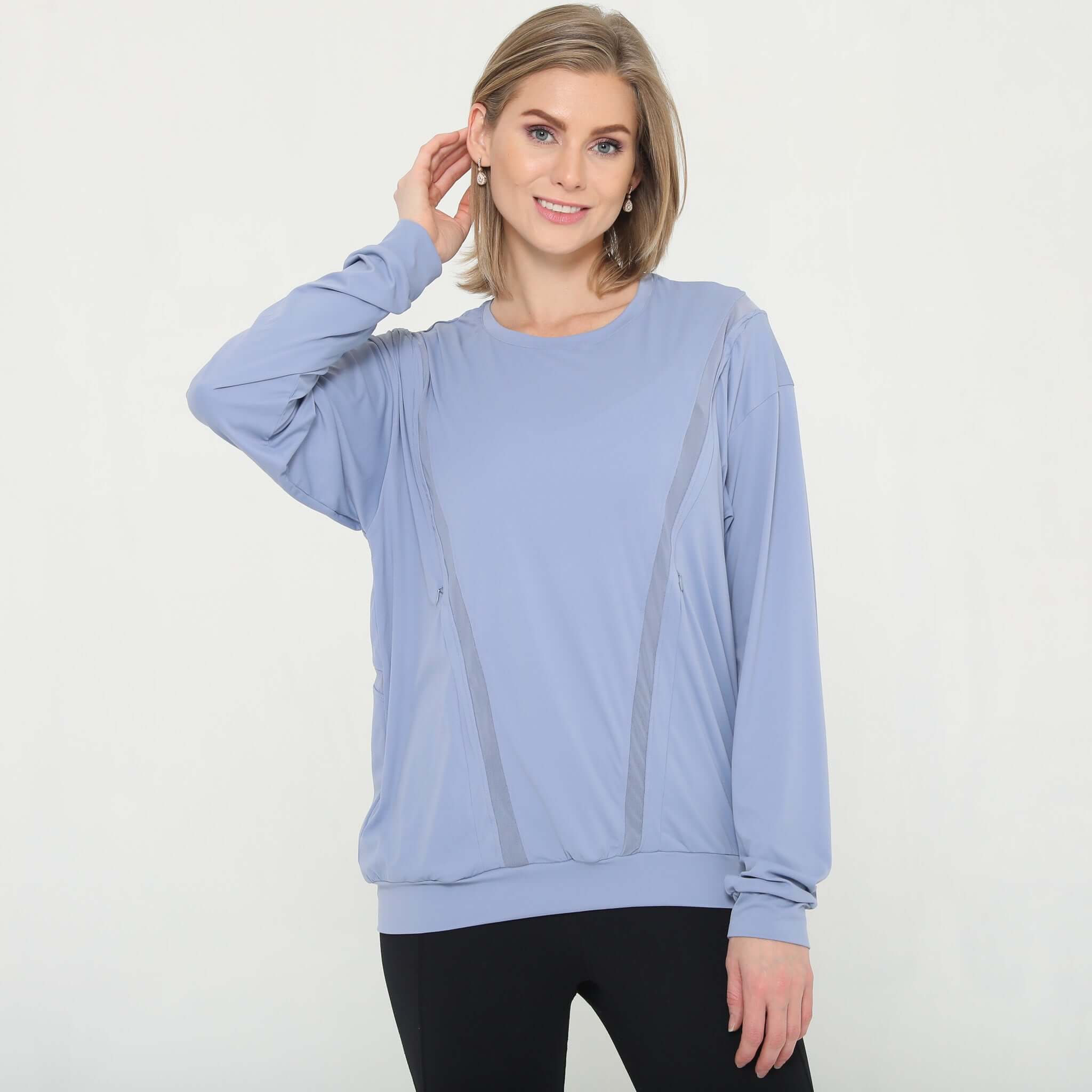 Ivy Mesh Long Sleeve Nursing Top (Pitch Blue) | Milk & Baby
