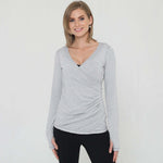 Olivia During & After Crossover Layering Long Sleeve Top (Space Grey) | Milk & Baby