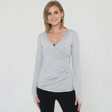 Olivia During & After Crossover Layering Long Sleeve Top (Space Grey) | Milk & Baby