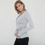 Olivia During & After Crossover Layering Long Sleeve Top (Space Grey) | Milk & Baby