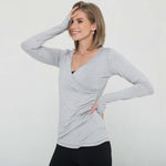 Olivia During & After Crossover Layering Long Sleeve Top (Space Grey) | Milk & Baby