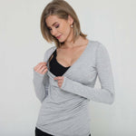 Olivia During & After Crossover Layering Long Sleeve Top (Space Grey) | Milk & Baby