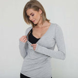 Olivia During & After Crossover Layering Long Sleeve Top (Space Grey) | Milk & Baby