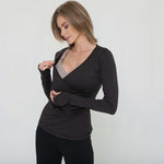 Olivia During & After Crossover Layering Long Sleeve Top (Noir) | Milk & Baby