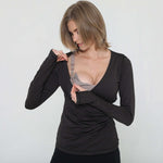 Olivia During & After Crossover Layering Long Sleeve Top (Noir) | Milk & Baby