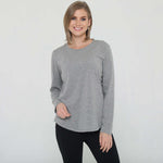 Harper Cross Back Long Sleeve Nursing Top (Heather Grey) | Milk & Baby