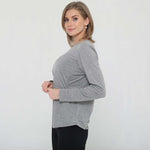 Harper Cross Back Long Sleeve Nursing Top (Heather Grey) | Milk & Baby