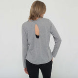 Harper Cross Back Long Sleeve Nursing Top (Heather Grey) | Milk & Baby