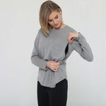 Harper Cross Back Long Sleeve Nursing Top (Heather Grey) | Milk & Baby