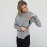 Harper Cross Back Long Sleeve Nursing Top (Heather Grey) | Milk & Baby