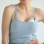 Sienna - Light Support Nursing Cami Bra (Ribbed Sky Mist) | Milk & Baby