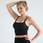 Sienna - Light Support Nursing Crop Tank Bra (Ribbed Noir) | Milk & Baby