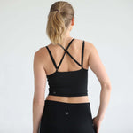 Sienna - Light Support Nursing Crop Tank Bra (Ribbed Noir) | Milk & Baby