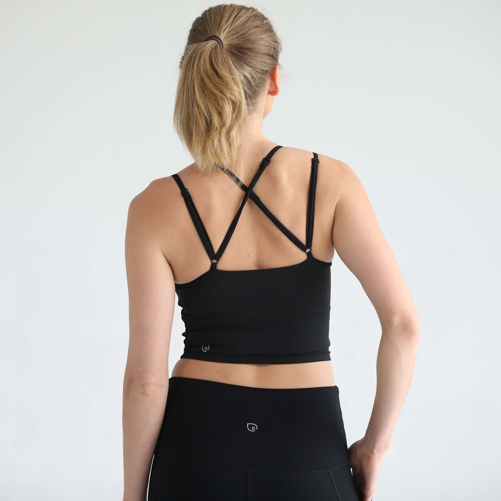 Sienna - Light Support Nursing Crop Tank Bra (Ribbed Noir) | Milk & Baby