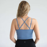 Sienna - Light Support Nursing Crop Tank Bra (Ribbed Ocean Blue) | Milk & Baby
