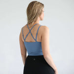 Sienna - Light Support Nursing Crop Tank Bra (Ribbed Ocean Blue) | Milk & Baby