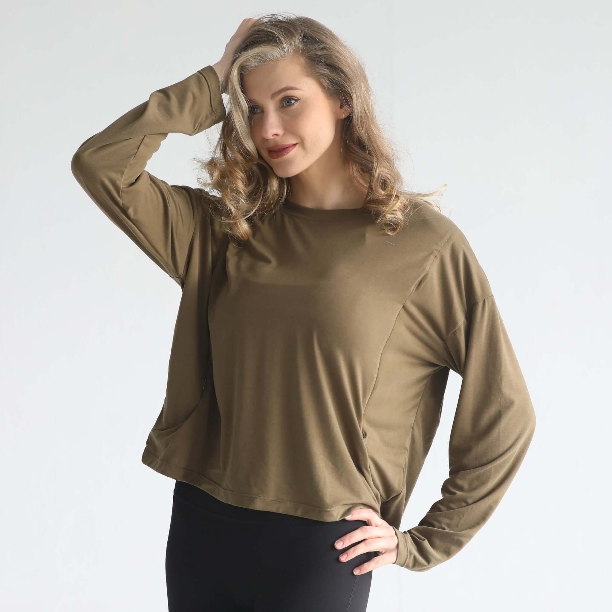 Abigail Long Sleeve Nursing Pullover | Sage Grove | Milk & Baby