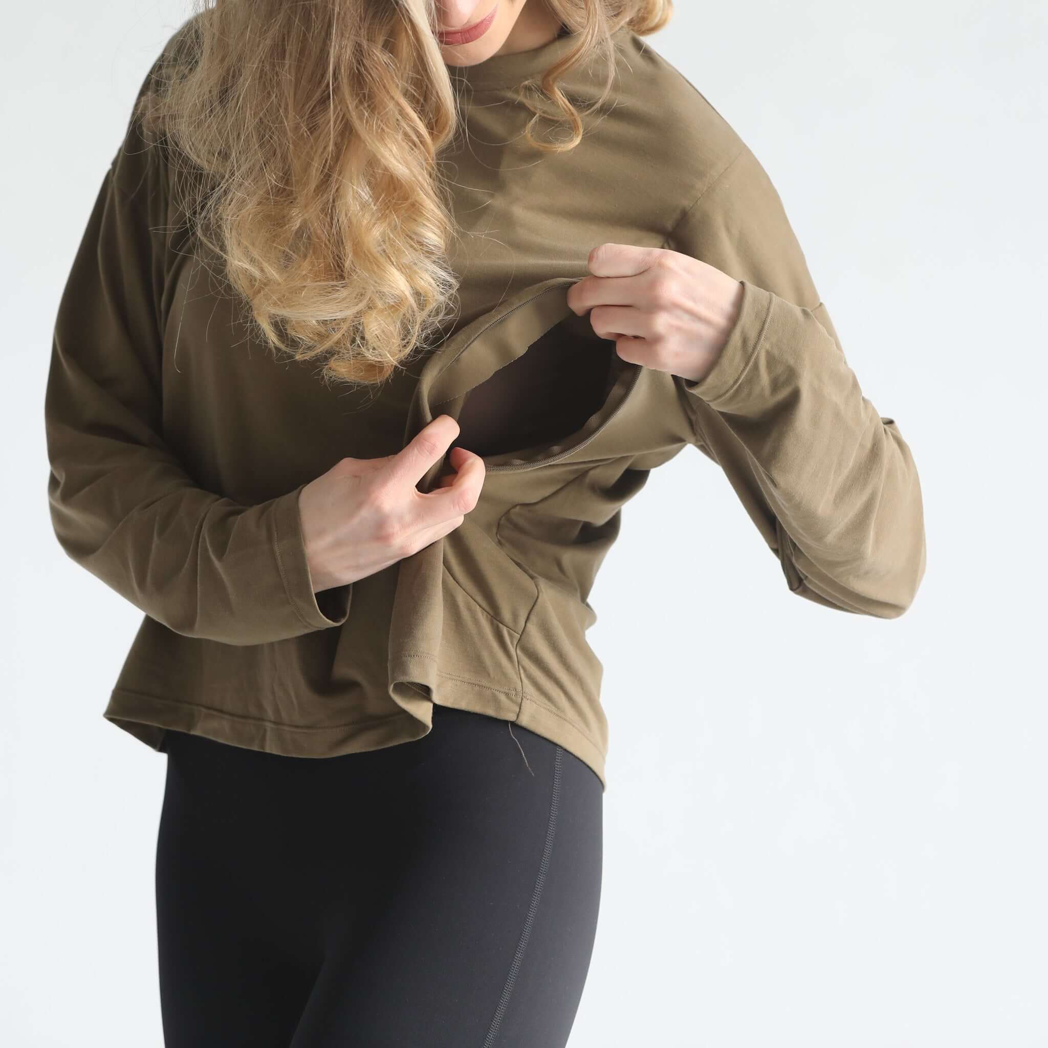 Abigail Long Sleeve Nursing Pullover | Sage Grove | Milk & Baby