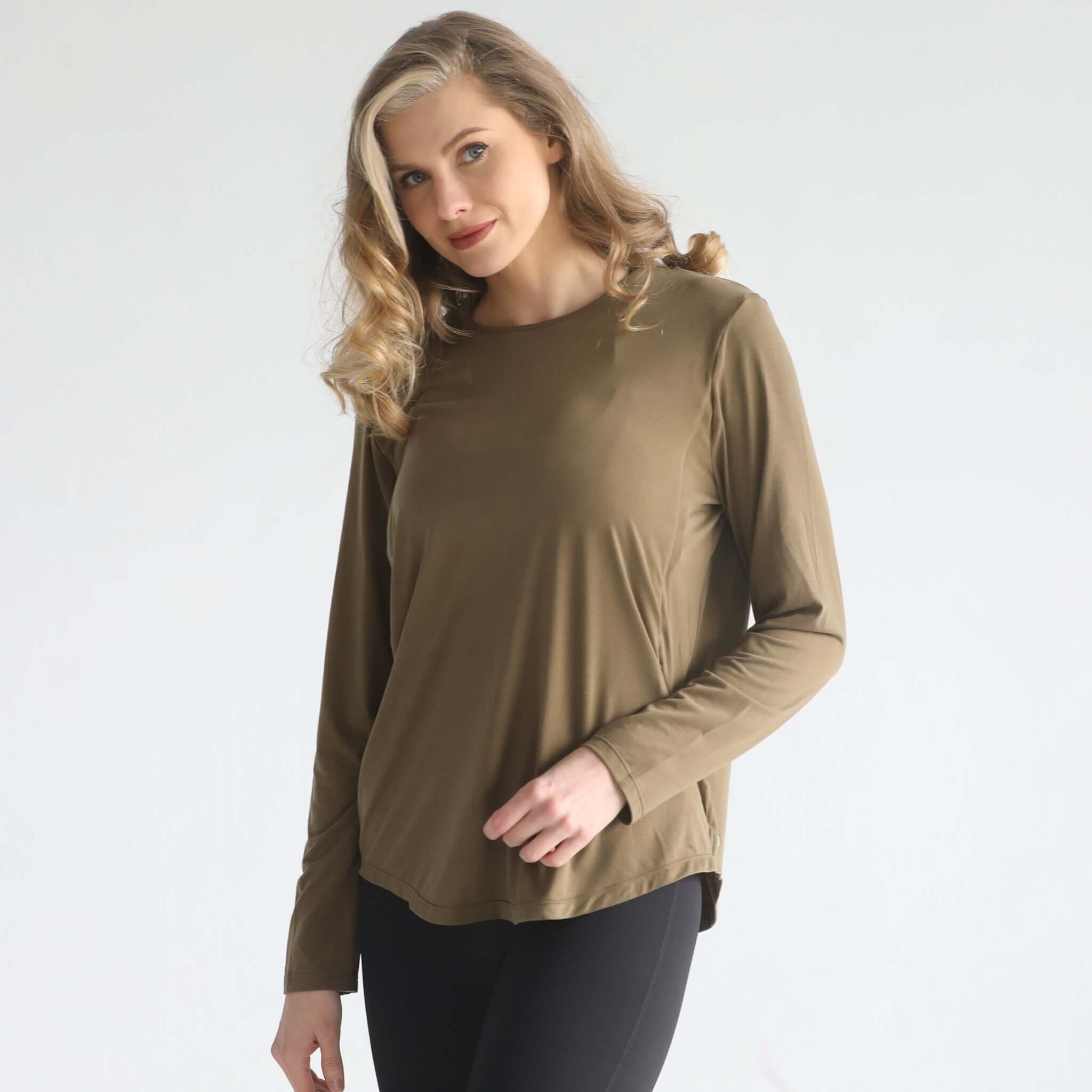 Harper Cross Back Long Sleeve Nursing Top (Sage Grove) | Milk & Baby