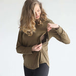 Harper Cross Back Long Sleeve Nursing Top (Sage Grove) | Milk & Baby