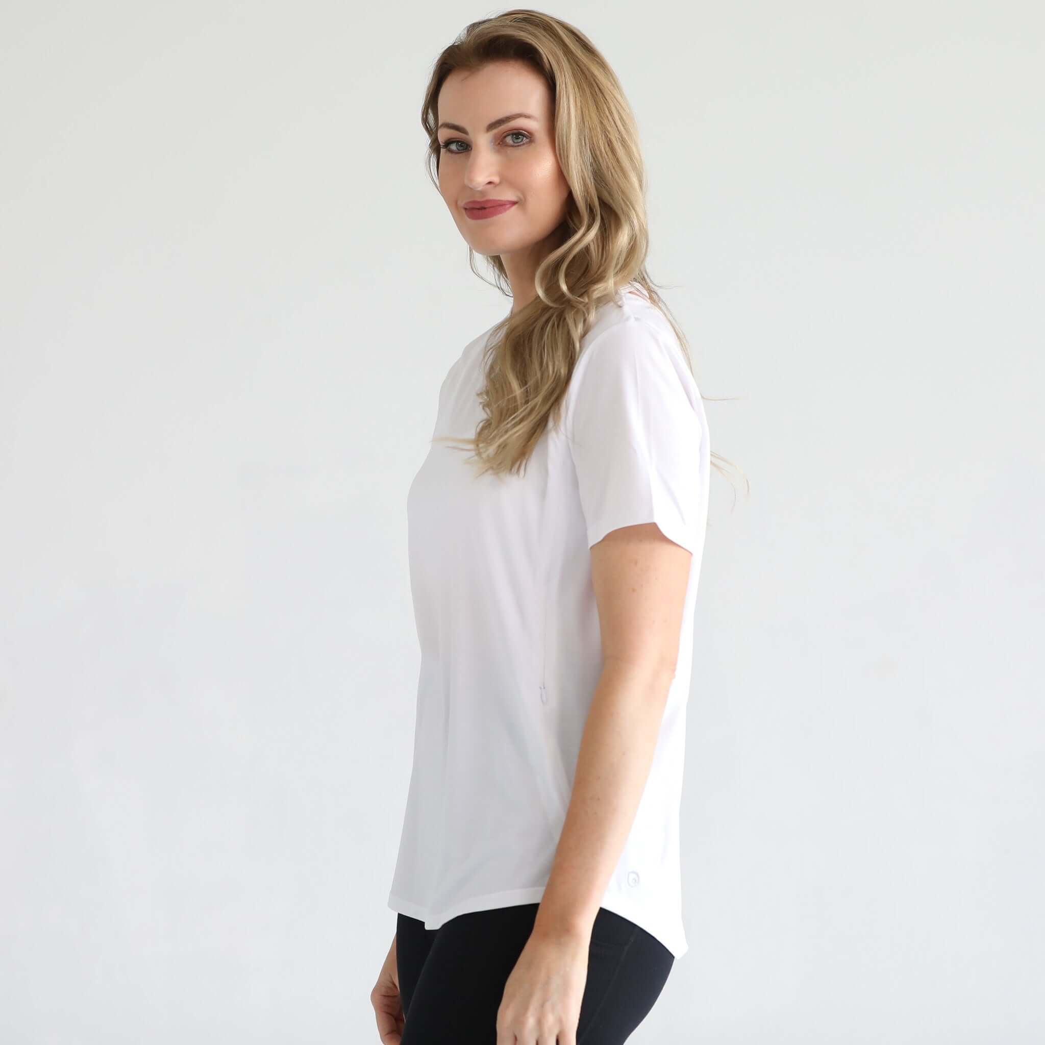 Harper Cross Back Short Sleeve Nursing Tee | Blanc | Milk & Baby