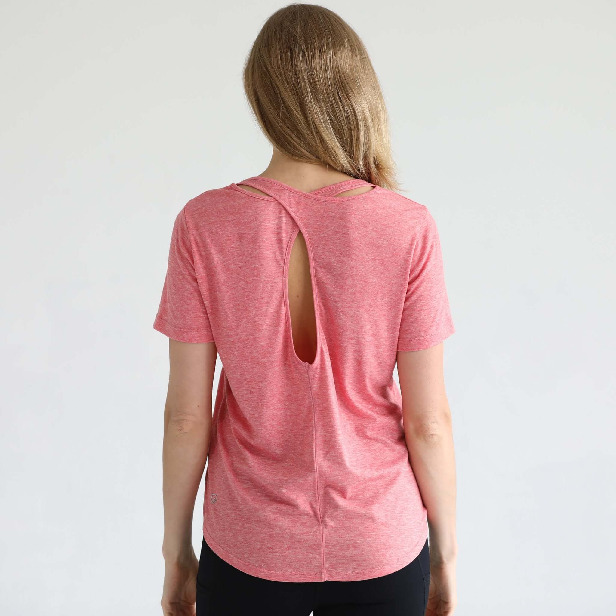 Harper Cross Back Short Sleeve Nursing Tee | Sugar Coral | Milk & Baby