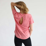 Harper Cross Back Short Sleeve Nursing Tee | Sugar Coral | Milk & Baby