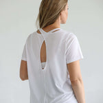 Harper Cross Back Short Sleeve Nursing Tee | Blanc | Milk & Baby