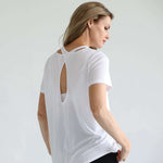 Harper Cross Back Short Sleeve Nursing Tee | Blanc | Milk & Baby