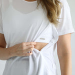 Harper Cross Back Short Sleeve Nursing Tee | Blanc | Milk & Baby