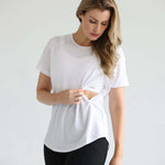 Harper Cross Back Short Sleeve Nursing Tee | Blanc | Milk & Baby