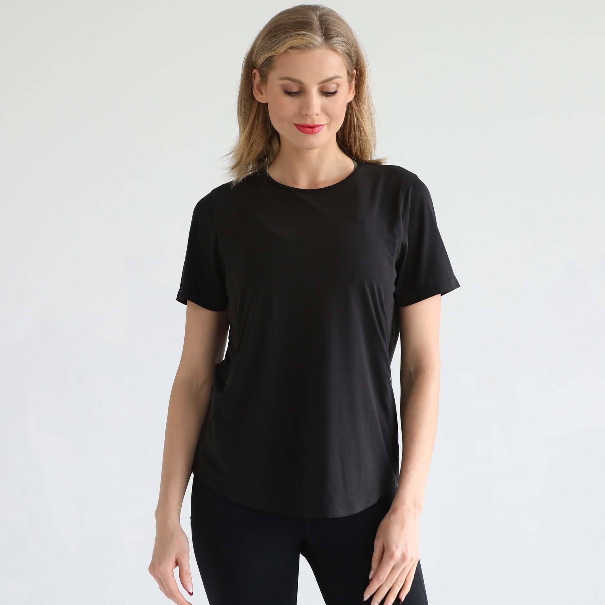 Harper Cross Back Short Sleeve Nursing Tee | Noir | Milk & Baby