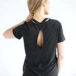 Harper Cross Back Short Sleeve Nursing Tee | Noir | Milk & Baby