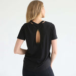 Harper Cross Back Short Sleeve Nursing Tee | Noir | Milk & Baby