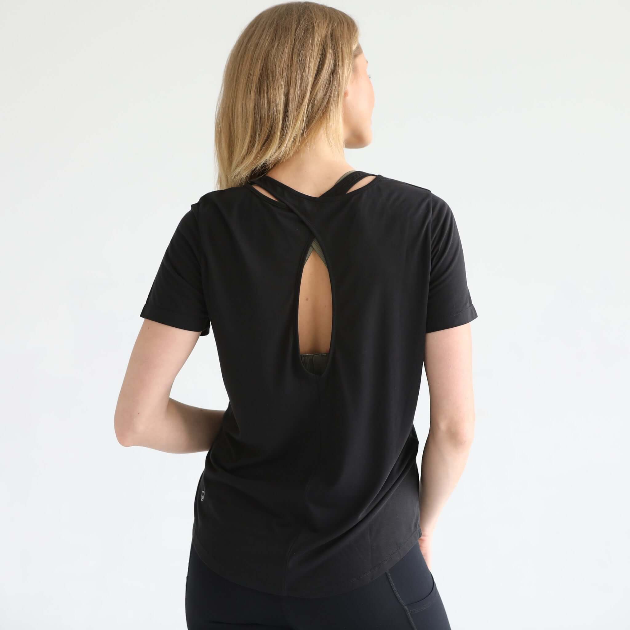 Harper Cross Back Short Sleeve Nursing Tee | Noir | Milk & Baby