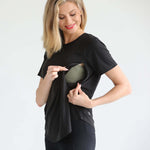 Harper Cross Back Short Sleeve Nursing Tee | Noir | Milk & Baby