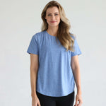 Harper Cross Back Short Sleeve Nursing Tee | Pacific Blue | Milk & Baby
