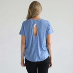 Harper Cross Back Short Sleeve Nursing Tee | Pacific Blue | Milk & Baby