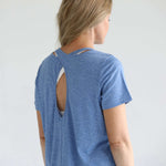 Harper Cross Back Short Sleeve Nursing Tee | Pacific Blue | Milk & Baby