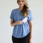 Harper Cross Back Short Sleeve Nursing Tee | Pacific Blue | Milk & Baby