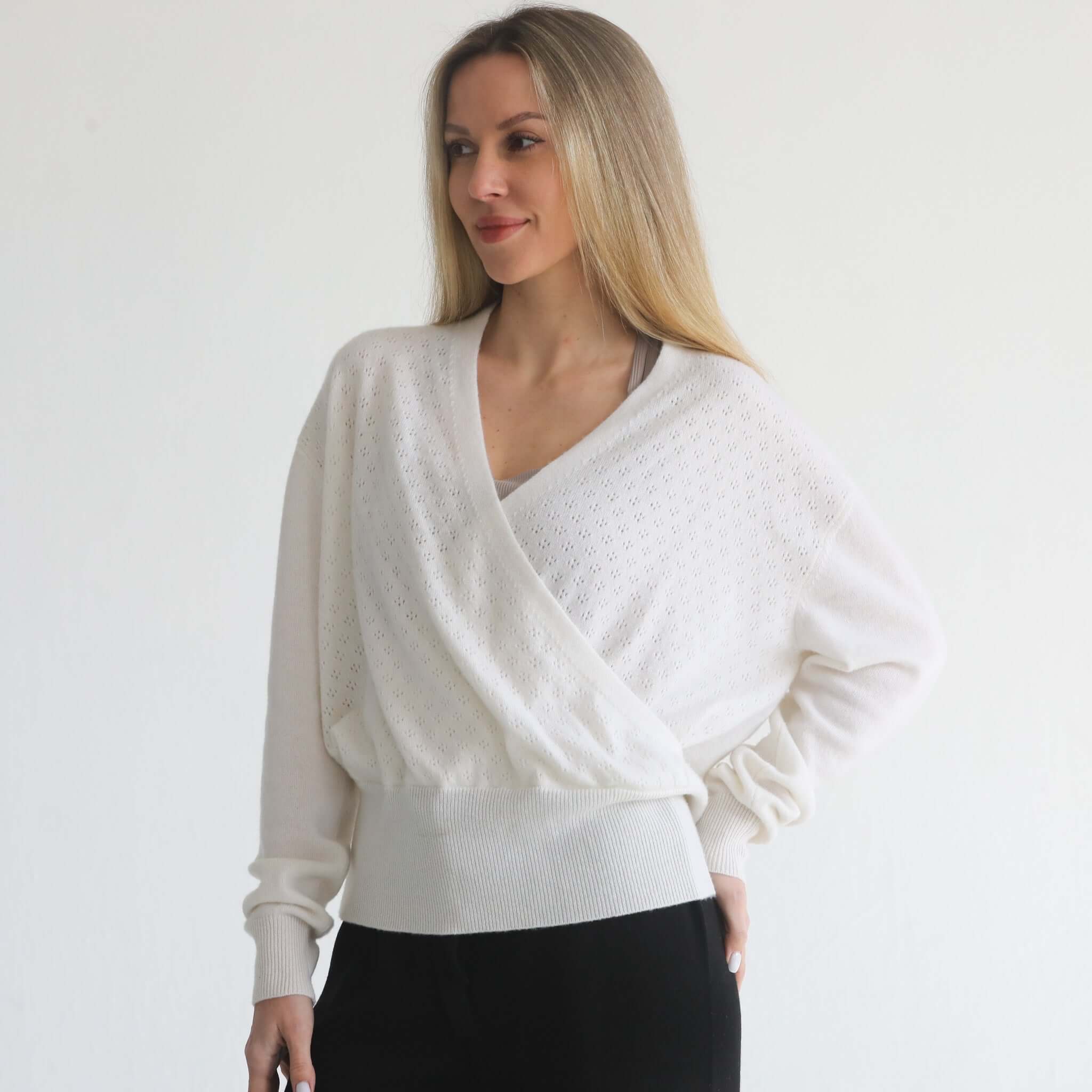 100% Cashmere Wrap Sweater | Milk & Baby