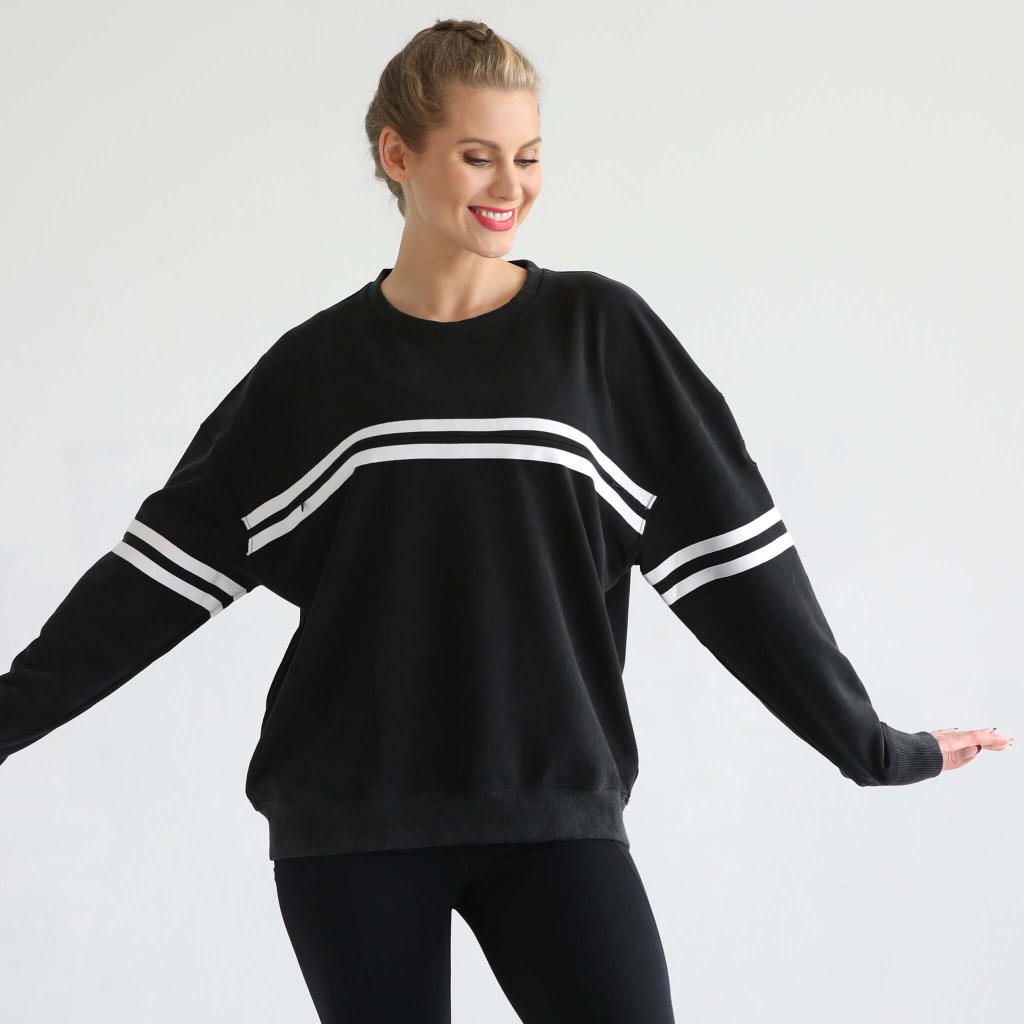Celine Slouchy Nursing Pullover | Faded Black | Milk & Baby