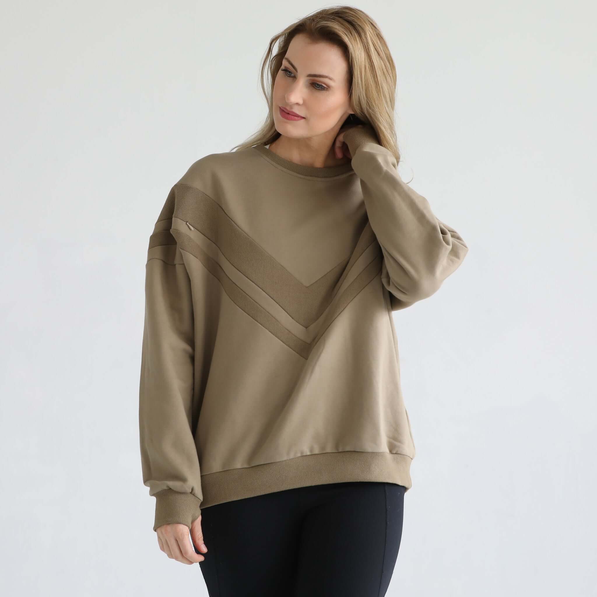 Isabella Oversized Nursing & Pregnancy Sweatshirt (Dark Olive) | Milk & Baby