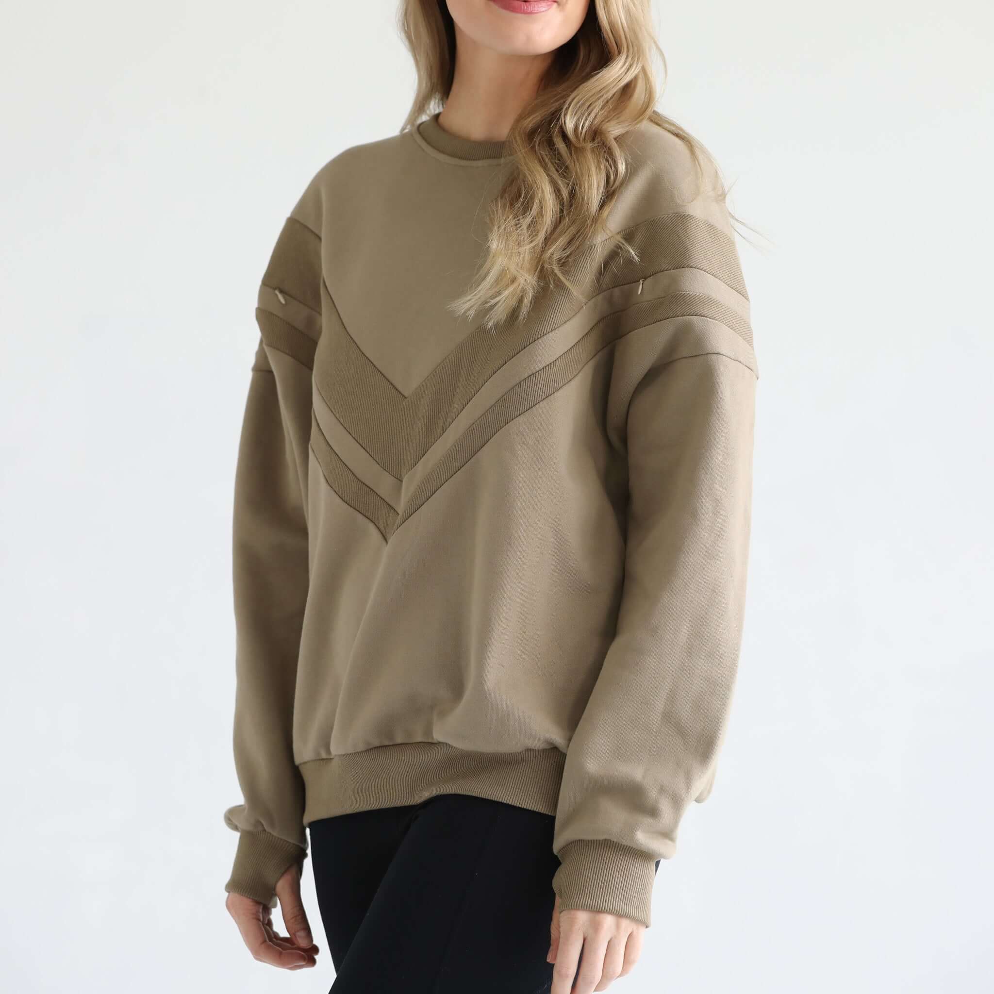 Isabella Oversized Nursing & Pregnancy Sweatshirt (Dark Olive) | Milk & Baby
