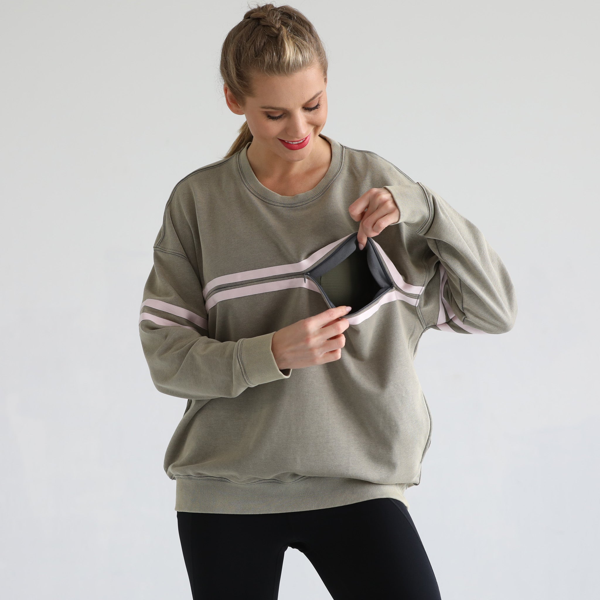 Celine Slouchy Nursing Pullover | Olive Grove
