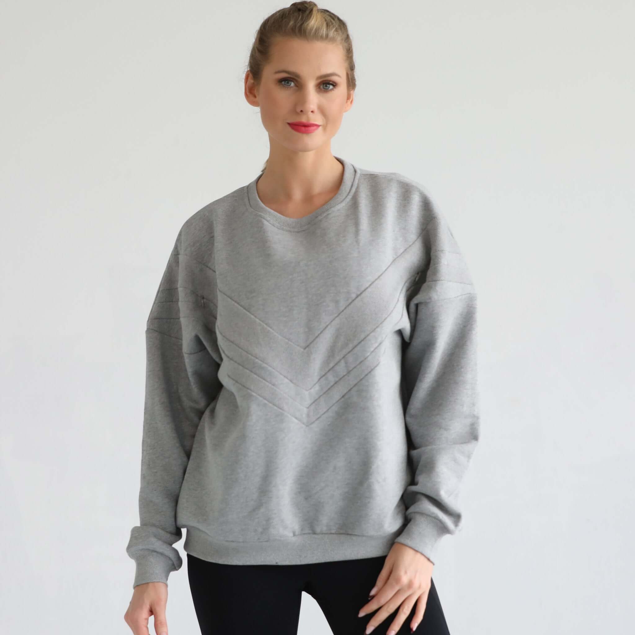 Isabella Oversized Nursing & Pregnancy Sweatshirt (Heather Gray) | Milk & Baby