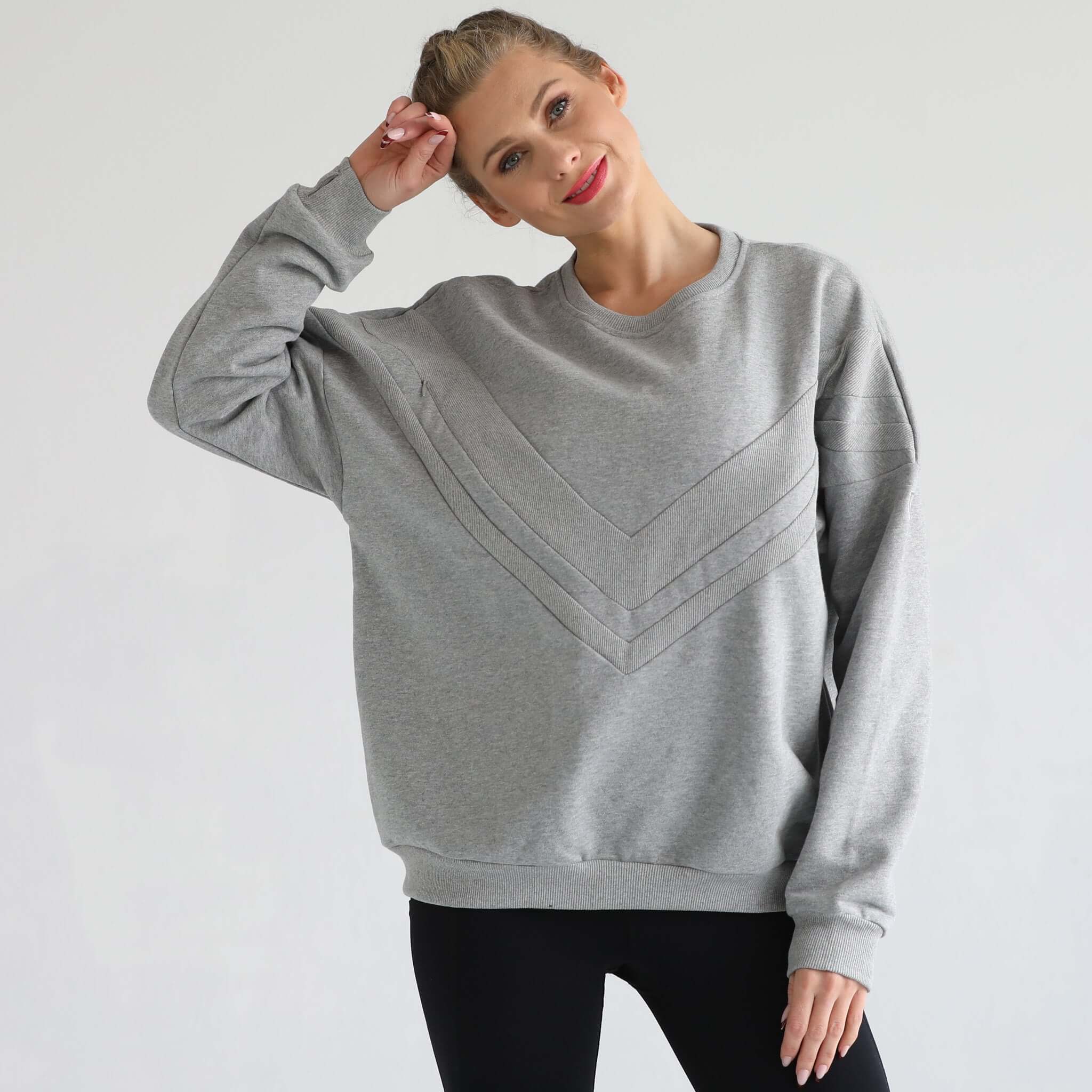 Isabella Oversized Nursing & Pregnancy Sweatshirt (Heather Gray) | Milk & Baby